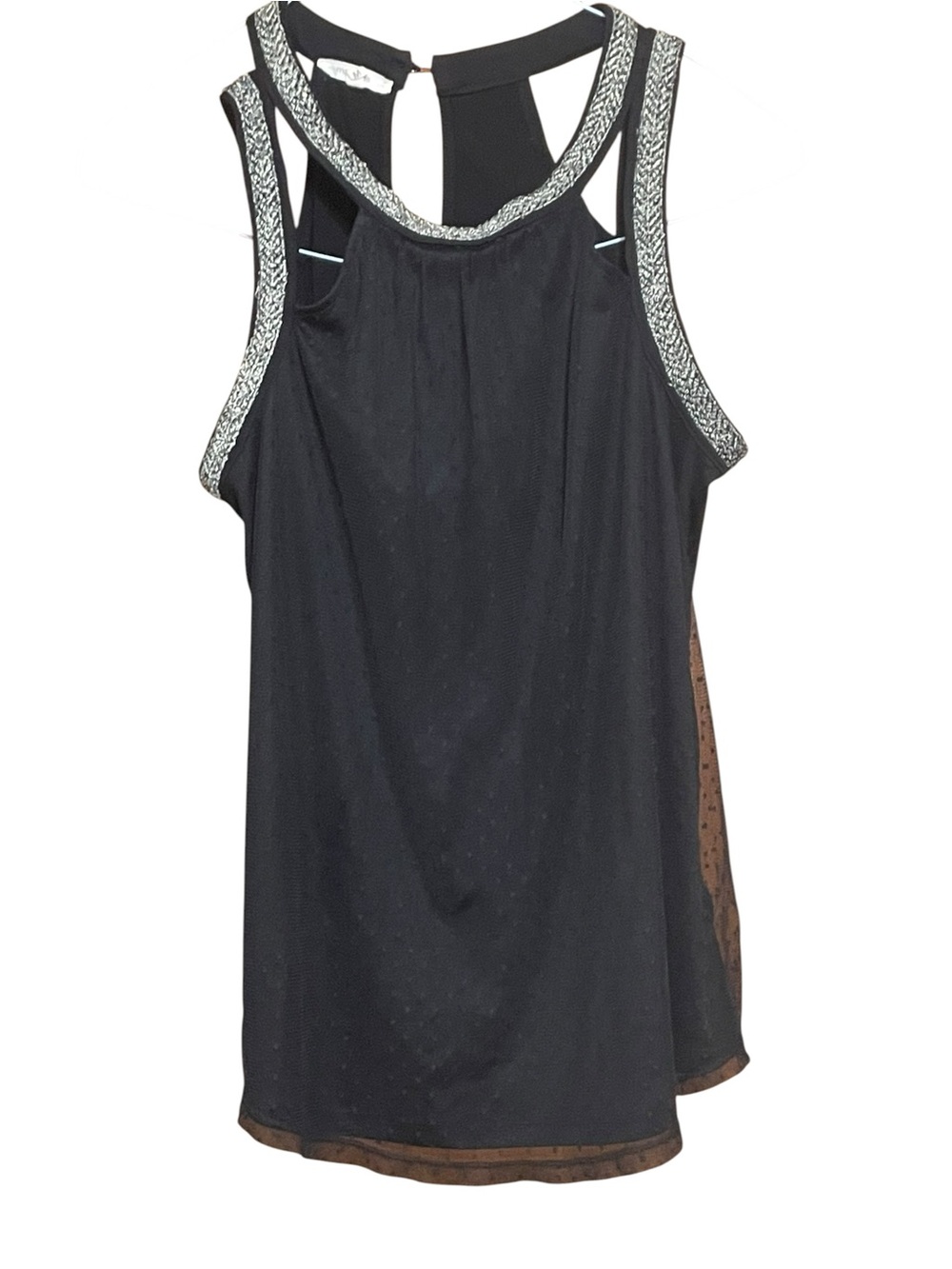 Maurices Black Tank with Silver Braided Trim